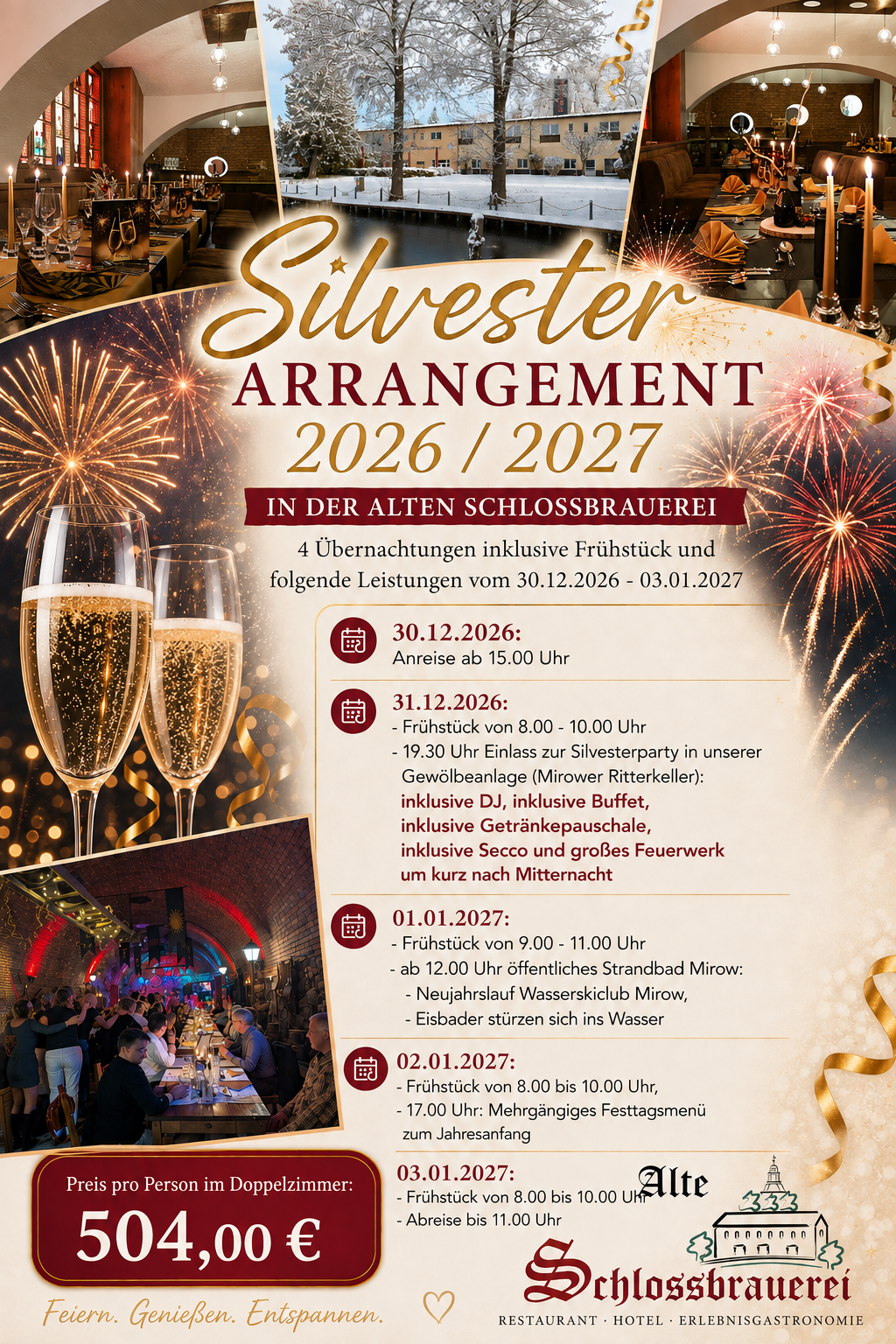 Silvester 2026 in der Alten Schlossbrauerei in Mirow erleben